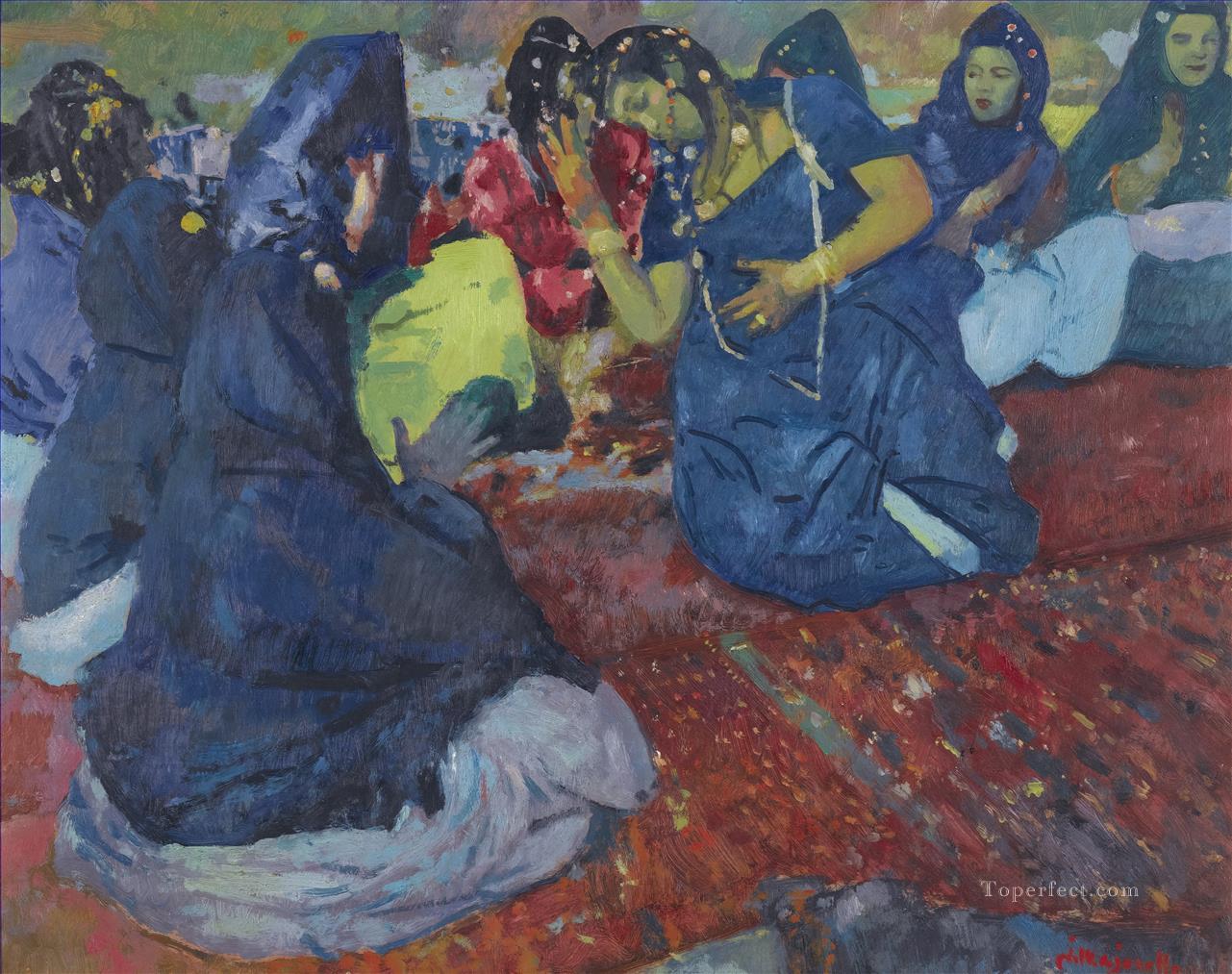 FETE MAROCAINE Jacques Majorelle Orientalist Modernist Araber Oil Paintings